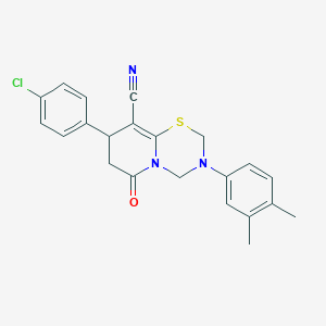 8-(4-chlorophenyl)-3-(3,4-dimethylphenyl)-6-oxo-3,4,7,8-tetrahydro-2H,6H-pyrido[2,1-b][1,3,5]thiadiazine-9-carbonitrile