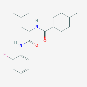 molecular formula C20H29FN2O2 B11440213 N-(2-fluorophenyl)-N~2~-[(4-methylcyclohexyl)carbonyl]leucinamide 