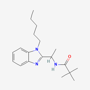 molecular formula C19H29N3O B11440232 2,2-dimethyl-N-[1-(1-pentyl-1H-benzimidazol-2-yl)ethyl]propanamide 