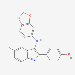 molecular formula C21H17N3O3 B11440234 4-[3-(1,3-Benzodioxol-5-ylamino)-6-methylimidazo[1,2-a]pyridin-2-yl]phenol 