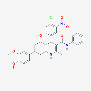 4-(4-chloro-3-nitrophenyl)-7-(3,4-dimethoxyphenyl)-2-methyl-N-(2-methylphenyl)-5-oxo-1,4,5,6,7,8-hexahydroquinoline-3-carboxamide