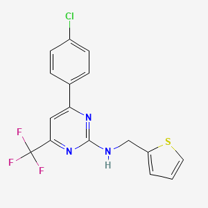 molecular formula C16H11ClF3N3S B11440256 4-(4-chlorophenyl)-N-(thiophen-2-ylmethyl)-6-(trifluoromethyl)pyrimidin-2-amine 