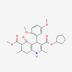 molecular formula C27H33NO7 B11440269 3-Cyclopentyl 6-methyl 4-(2,5-dimethoxyphenyl)-2,7-dimethyl-5-oxo-1,4,5,6,7,8-hexahydroquinoline-3,6-dicarboxylate 