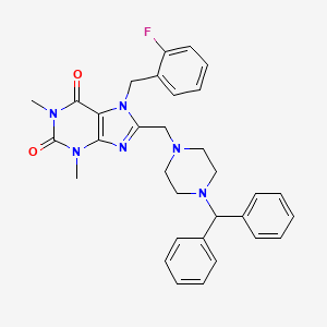 8-[(4-benzhydrylpiperazin-1-yl)methyl]-7-(2-fluorobenzyl)-1,3-dimethyl-3,7-dihydro-1H-purine-2,6-dione