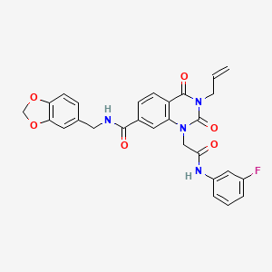 N-(1,3-benzodioxol-5-ylmethyl)-1-{2-[(3-fluorophenyl)amino]-2-oxoethyl}-2,4-dioxo-3-(prop-2-en-1-yl)-1,2,3,4-tetrahydroquinazoline-7-carboxamide