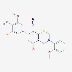 8-(3-bromo-4-hydroxy-5-methoxyphenyl)-3-(2-methoxyphenyl)-6-oxo-3,4,7,8-tetrahydro-2H,6H-pyrido[2,1-b][1,3,5]thiadiazine-9-carbonitrile