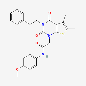 2-[5,6-dimethyl-2,4-dioxo-3-(2-phenylethyl)-1H,2H,3H,4H-thieno[2,3-d]pyrimidin-1-yl]-N-(4-methoxyphenyl)acetamide