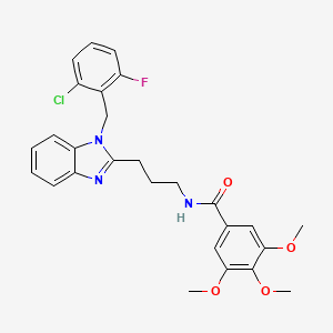 molecular formula C27H27ClFN3O4 B11440421 N-{3-[1-(2-chloro-6-fluorobenzyl)-1H-benzimidazol-2-yl]propyl}-3,4,5-trimethoxybenzamide 