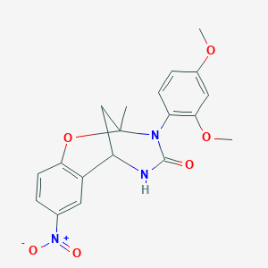 3-(2,4-dimethoxyphenyl)-2-methyl-8-nitro-5,6-dihydro-2H-2,6-methanobenzo[g][1,3,5]oxadiazocin-4(3H)-one