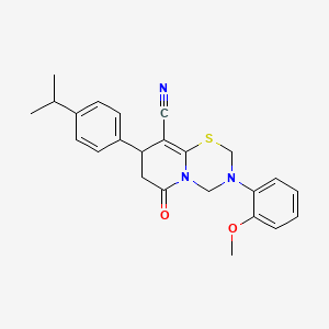 3-(2-methoxyphenyl)-6-oxo-8-[4-(propan-2-yl)phenyl]-3,4,7,8-tetrahydro-2H,6H-pyrido[2,1-b][1,3,5]thiadiazine-9-carbonitrile