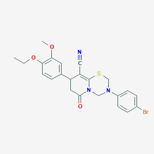 3-(4-bromophenyl)-8-(4-ethoxy-3-methoxyphenyl)-6-oxo-3,4,7,8-tetrahydro-2H,6H-pyrido[2,1-b][1,3,5]thiadiazine-9-carbonitrile