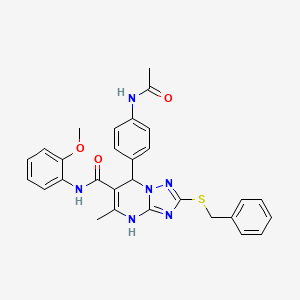 molecular formula C29H28N6O3S B11440499 7-[4-(acetylamino)phenyl]-2-(benzylsulfanyl)-N-(2-methoxyphenyl)-5-methyl-4,7-dihydro[1,2,4]triazolo[1,5-a]pyrimidine-6-carboxamide 