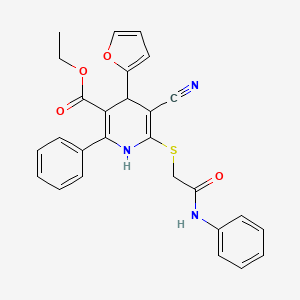 Ethyl 5-cyano-4-(furan-2-yl)-6-{[2-oxo-2-(phenylamino)ethyl]sulfanyl}-2-phenyl-1,4-dihydropyridine-3-carboxylate