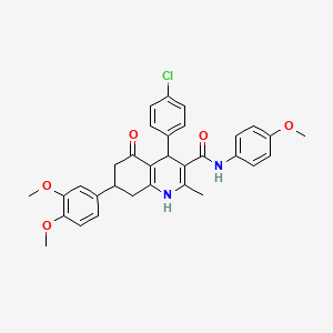 molecular formula C32H31ClN2O5 B11440536 4-(4-chlorophenyl)-7-(3,4-dimethoxyphenyl)-N-(4-methoxyphenyl)-2-methyl-5-oxo-1,4,5,6,7,8-hexahydroquinoline-3-carboxamide 