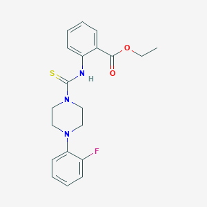 molecular formula C20H22FN3O2S B11440540 Ethyl 2-({[4-(2-fluorophenyl)piperazin-1-yl]carbonothioyl}amino)benzoate 