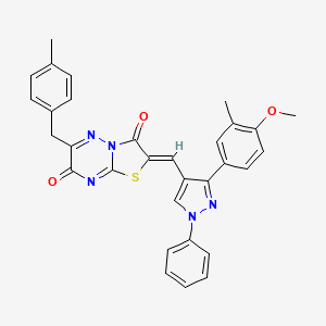 (2Z)-2-{[3-(4-methoxy-3-methylphenyl)-1-phenyl-1H-pyrazol-4-yl]methylidene}-6-(4-methylbenzyl)-7H-[1,3]thiazolo[3,2-b][1,2,4]triazine-3,7(2H)-dione