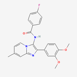 N-[2-(3,4-dimethoxyphenyl)-7-methylimidazo[1,2-a]pyridin-3-yl]-4-fluorobenzamide