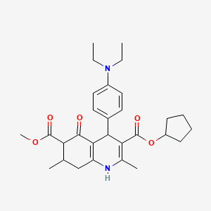 molecular formula C29H38N2O5 B11440654 3-Cyclopentyl 6-methyl 4-[4-(diethylamino)phenyl]-2,7-dimethyl-5-oxo-1,4,5,6,7,8-hexahydroquinoline-3,6-dicarboxylate 