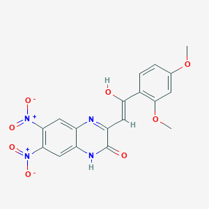 molecular formula C18H14N4O8 B11440666 (3E)-3-[2-(2,4-dimethoxyphenyl)-2-oxoethylidene]-6,7-dinitro-3,4-dihydroquinoxalin-2(1H)-one 