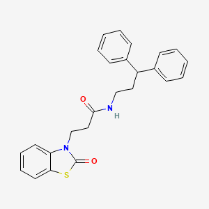 molecular formula C25H24N2O2S B11440688 N-(3,3-diphenylpropyl)-3-(2-oxo-1,3-benzothiazol-3(2H)-yl)propanamide 