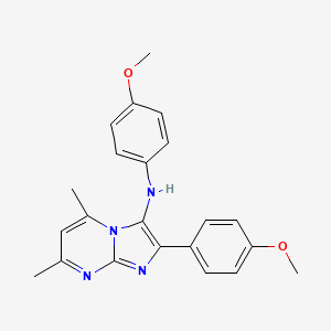 molecular formula C22H22N4O2 B11440720 N,2-bis(4-methoxyphenyl)-5,7-dimethylimidazo[1,2-a]pyrimidin-3-amine 