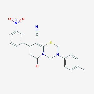 3-(4-methylphenyl)-8-(3-nitrophenyl)-6-oxo-3,4,7,8-tetrahydro-2H,6H-pyrido[2,1-b][1,3,5]thiadiazine-9-carbonitrile