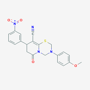 3-(4-methoxyphenyl)-8-(3-nitrophenyl)-6-oxo-3,4,7,8-tetrahydro-2H,6H-pyrido[2,1-b][1,3,5]thiadiazine-9-carbonitrile