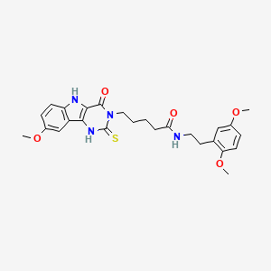 N-[2-(2,5-dimethoxyphenyl)ethyl]-5-(8-methoxy-4-oxo-2-thioxo-1,2,4,5-tetrahydro-3H-pyrimido[5,4-b]indol-3-yl)pentanamide