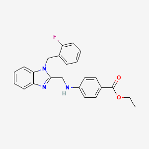 molecular formula C24H22FN3O2 B11440760 ethyl 4-({[1-(2-fluorobenzyl)-1H-benzimidazol-2-yl]methyl}amino)benzoate 