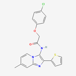 molecular formula C20H16ClN3O2S B11440763 2-(4-Chlorophenoxy)-N-[7-methyl-2-(thiophen-2-YL)imidazo[1,2-A]pyridin-3-YL]acetamide 