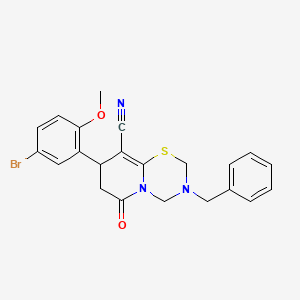 3-benzyl-8-(5-bromo-2-methoxyphenyl)-6-oxo-3,4,7,8-tetrahydro-2H,6H-pyrido[2,1-b][1,3,5]thiadiazine-9-carbonitrile