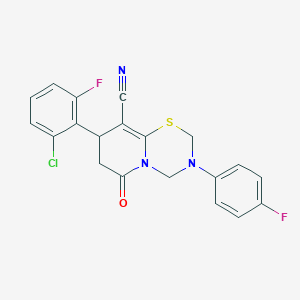 8-(2-chloro-6-fluorophenyl)-3-(4-fluorophenyl)-6-oxo-3,4,7,8-tetrahydro-2H,6H-pyrido[2,1-b][1,3,5]thiadiazine-9-carbonitrile