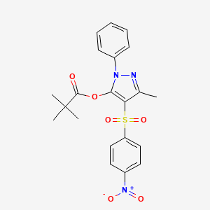 3-methyl-4-((4-nitrophenyl)sulfonyl)-1-phenyl-1H-pyrazol-5-yl pivalate