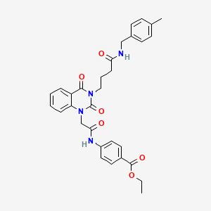 Ethyl 4-{2-[3-(3-{[(4-methylphenyl)methyl]carbamoyl}propyl)-2,4-dioxo-1,2,3,4-tetrahydroquinazolin-1-yl]acetamido}benzoate