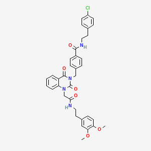 molecular formula C36H35ClN4O6 B11440839 N-(4-chlorophenethyl)-4-((1-(2-((3,4-dimethoxyphenethyl)amino)-2-oxoethyl)-2,4-dioxo-1,2-dihydroquinazolin-3(4H)-yl)methyl)benzamide 