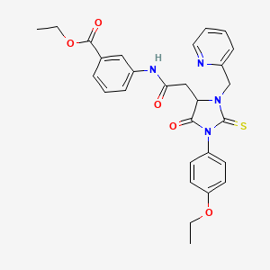 Ethyl 3-({[1-(4-ethoxyphenyl)-5-oxo-3-(pyridin-2-ylmethyl)-2-thioxoimidazolidin-4-yl]acetyl}amino)benzoate