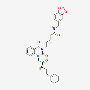 N-[(2H-1,3-benzodioxol-5-yl)methyl]-5-[1-({[2-(cyclohex-1-en-1-yl)ethyl]carbamoyl}methyl)-2,4-dioxo-1,2,3,4-tetrahydroquinazolin-3-yl]pentanamide