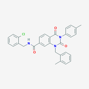 molecular formula C31H26ClN3O3 B11440898 N-(2-chlorobenzyl)-1-(2-methylbenzyl)-3-(4-methylphenyl)-2,4-dioxo-1,2,3,4-tetrahydroquinazoline-7-carboxamide 