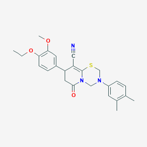 3-(3,4-dimethylphenyl)-8-(4-ethoxy-3-methoxyphenyl)-6-oxo-3,4,7,8-tetrahydro-2H,6H-pyrido[2,1-b][1,3,5]thiadiazine-9-carbonitrile