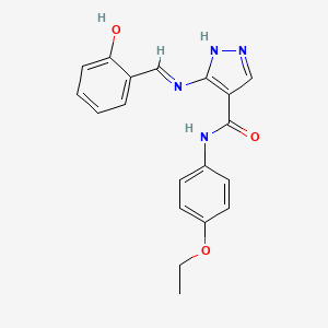 N-(4-Ethoxyphenyl)-5-[(E)-[(2-hydroxyphenyl)methylidene]amino]-1H-pyrazole-4-carboxamide