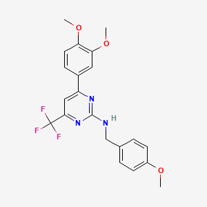 4-(3,4-dimethoxyphenyl)-N-[(4-methoxyphenyl)methyl]-6-(trifluoromethyl)pyrimidin-2-amine