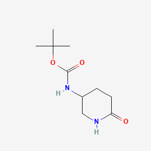 molecular formula C10H18N2O3 B1144102 (R)-叔丁基(6-氧代哌啶-3-基)氨基甲酸酯 CAS No. 1228566-94-6
