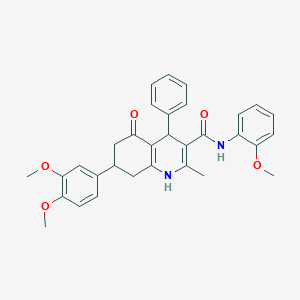 7-(3,4-dimethoxyphenyl)-N-(2-methoxyphenyl)-2-methyl-5-oxo-4-phenyl-1,4,5,6,7,8-hexahydroquinoline-3-carboxamide