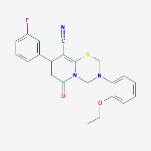 3-(2-ethoxyphenyl)-8-(3-fluorophenyl)-6-oxo-3,4,7,8-tetrahydro-2H,6H-pyrido[2,1-b][1,3,5]thiadiazine-9-carbonitrile