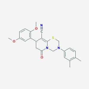 8-(2,5-dimethoxyphenyl)-3-(3,4-dimethylphenyl)-6-oxo-3,4,7,8-tetrahydro-2H,6H-pyrido[2,1-b][1,3,5]thiadiazine-9-carbonitrile