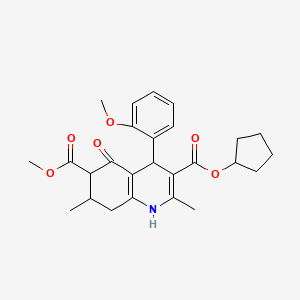 3-Cyclopentyl 6-methyl 4-(2-methoxyphenyl)-2,7-dimethyl-5-oxo-1,4,5,6,7,8-hexahydroquinoline-3,6-dicarboxylate