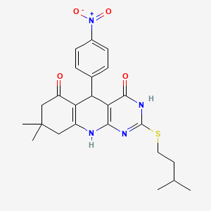 8,8-dimethyl-2-[(3-methylbutyl)sulfanyl]-5-(4-nitrophenyl)-5,8,9,10-tetrahydropyrimido[4,5-b]quinoline-4,6(3H,7H)-dione