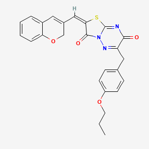 molecular formula C25H21N3O4S B11441148 (2E)-2-(2H-chromen-3-ylmethylene)-6-(4-propoxybenzyl)-7H-[1,3]thiazolo[3,2-b][1,2,4]triazine-3,7(2H)-dione 