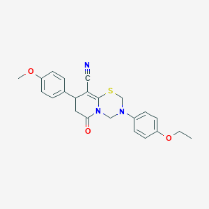 molecular formula C23H23N3O3S B11441151 3-(4-ethoxyphenyl)-8-(4-methoxyphenyl)-6-oxo-3,4,7,8-tetrahydro-2H,6H-pyrido[2,1-b][1,3,5]thiadiazine-9-carbonitrile 