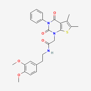 N-[2-(3,4-dimethoxyphenyl)ethyl]-2-{5,6-dimethyl-2,4-dioxo-3-phenyl-1H,2H,3H,4H-thieno[2,3-d]pyrimidin-1-yl}acetamide